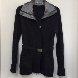 Sweater, belted, zipper & snaps.